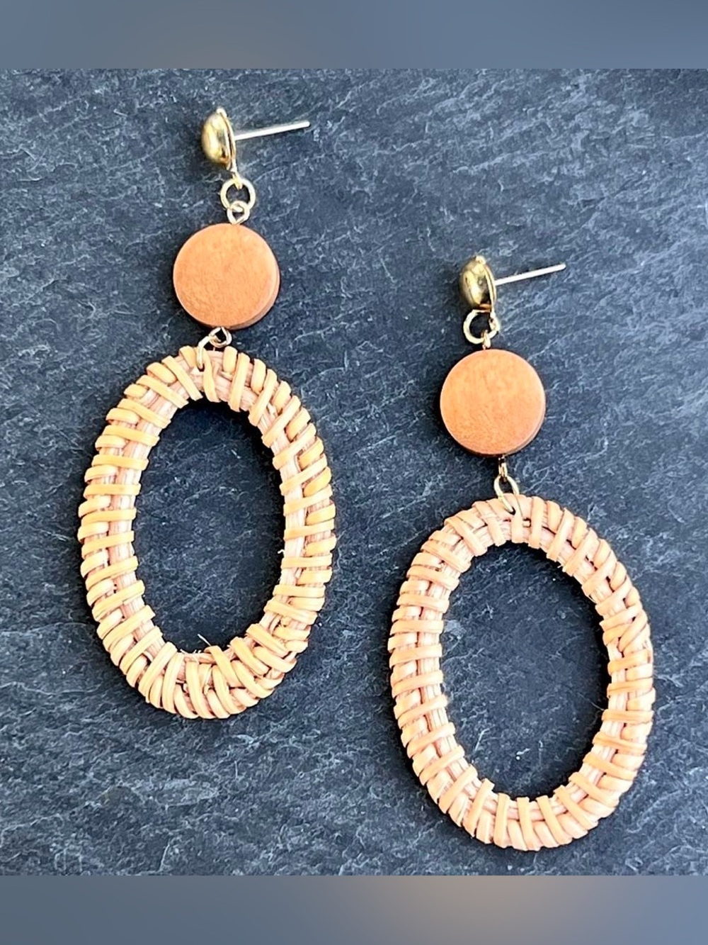 🍒3/$30 New Woven Oval Rattan Earrings